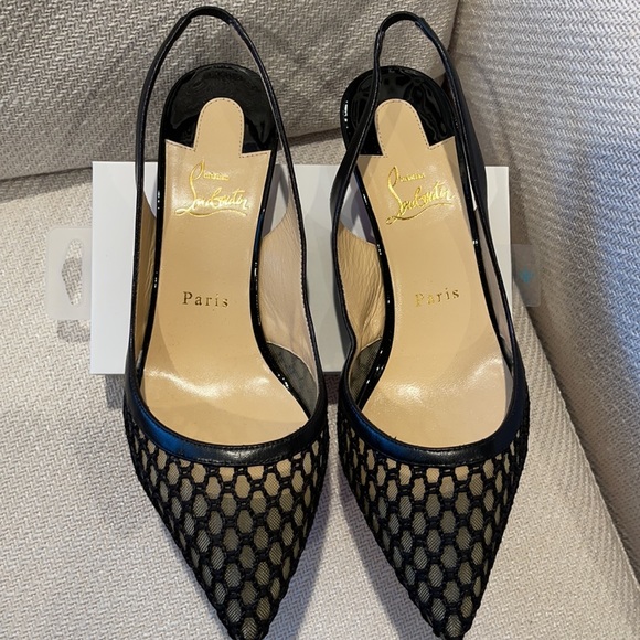 Black Sling Back Christian Louboutins Heels 39.5 - Picture 2 of 9